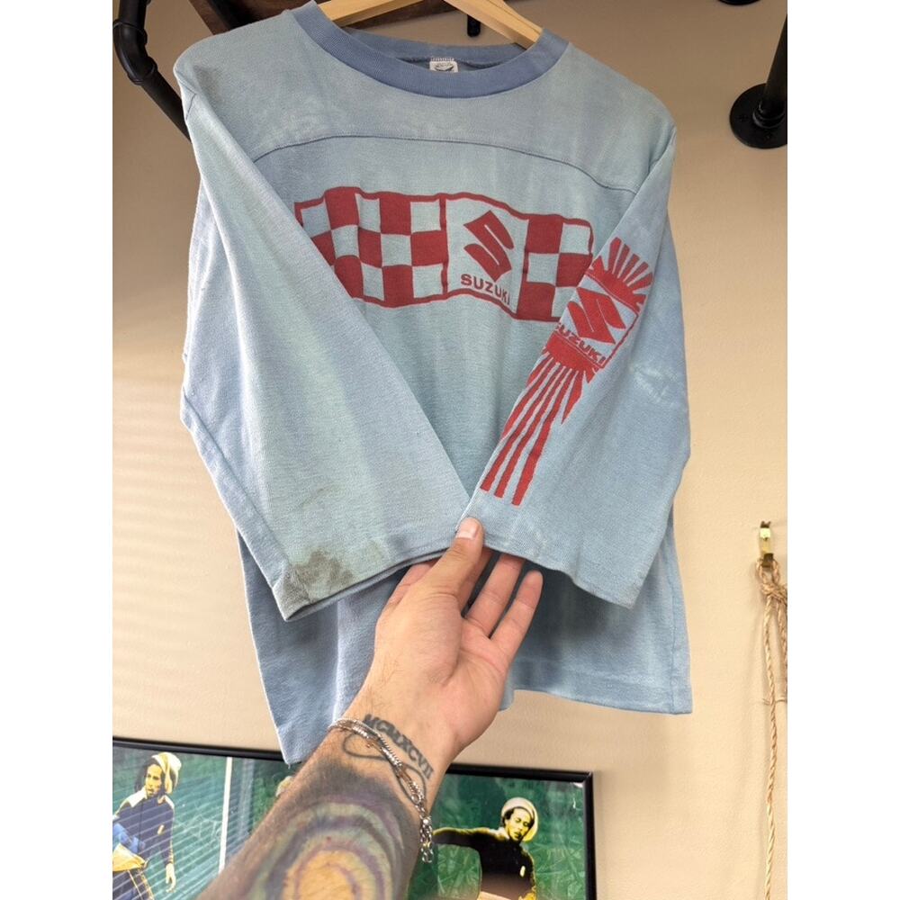 70s Suzuki Racing Vintage Artex 50/50 Long Sleeve Motorsport Tee Shirt Subaru - Picture 4 of 8